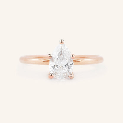 0.85 CT Pear Solitaire Moissanite Engagement Ring