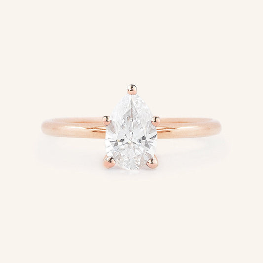 0.85 CT Pear Solitaire Moissanite Engagement Ring