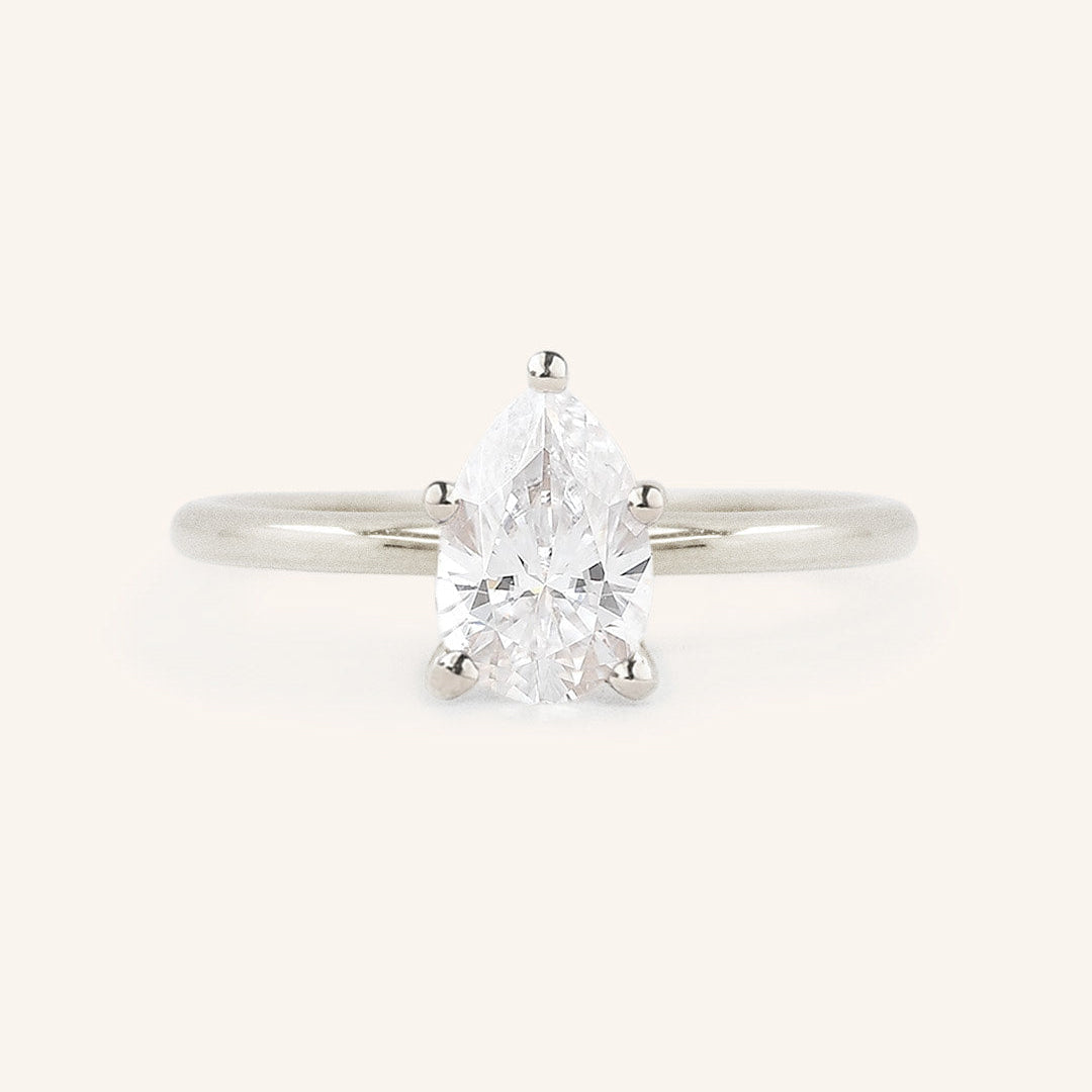 0.85 CT Pear Solitaire Moissanite Engagement Ring