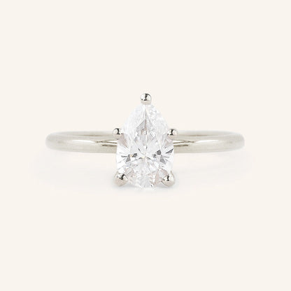0.85 CT Pear Solitaire Moissanite Engagement Ring