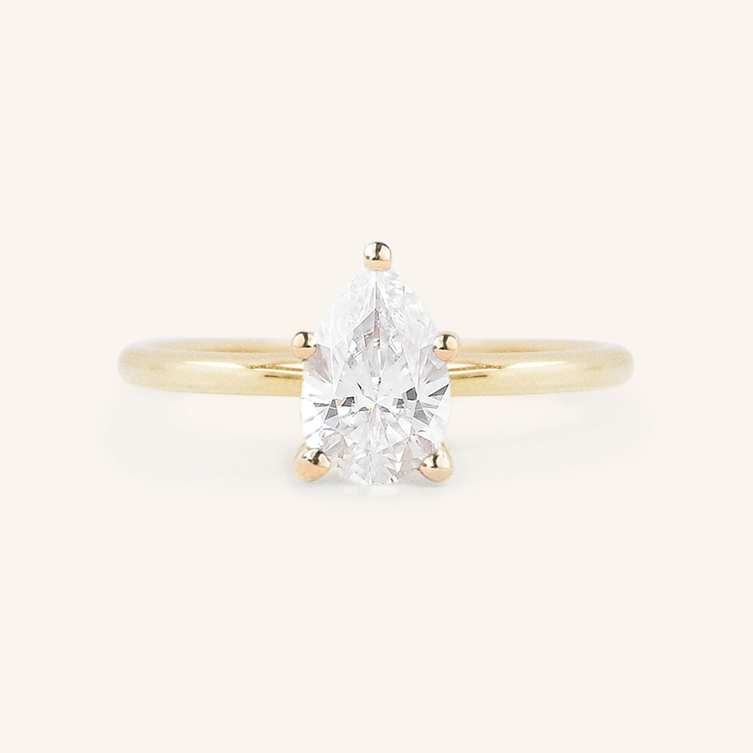 0.85 CT Pear Solitaire Moissanite Engagement Ring