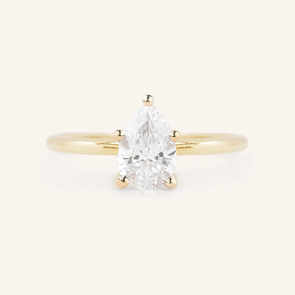 0.85 CT Pear Solitaire Moissanite Engagement Ring