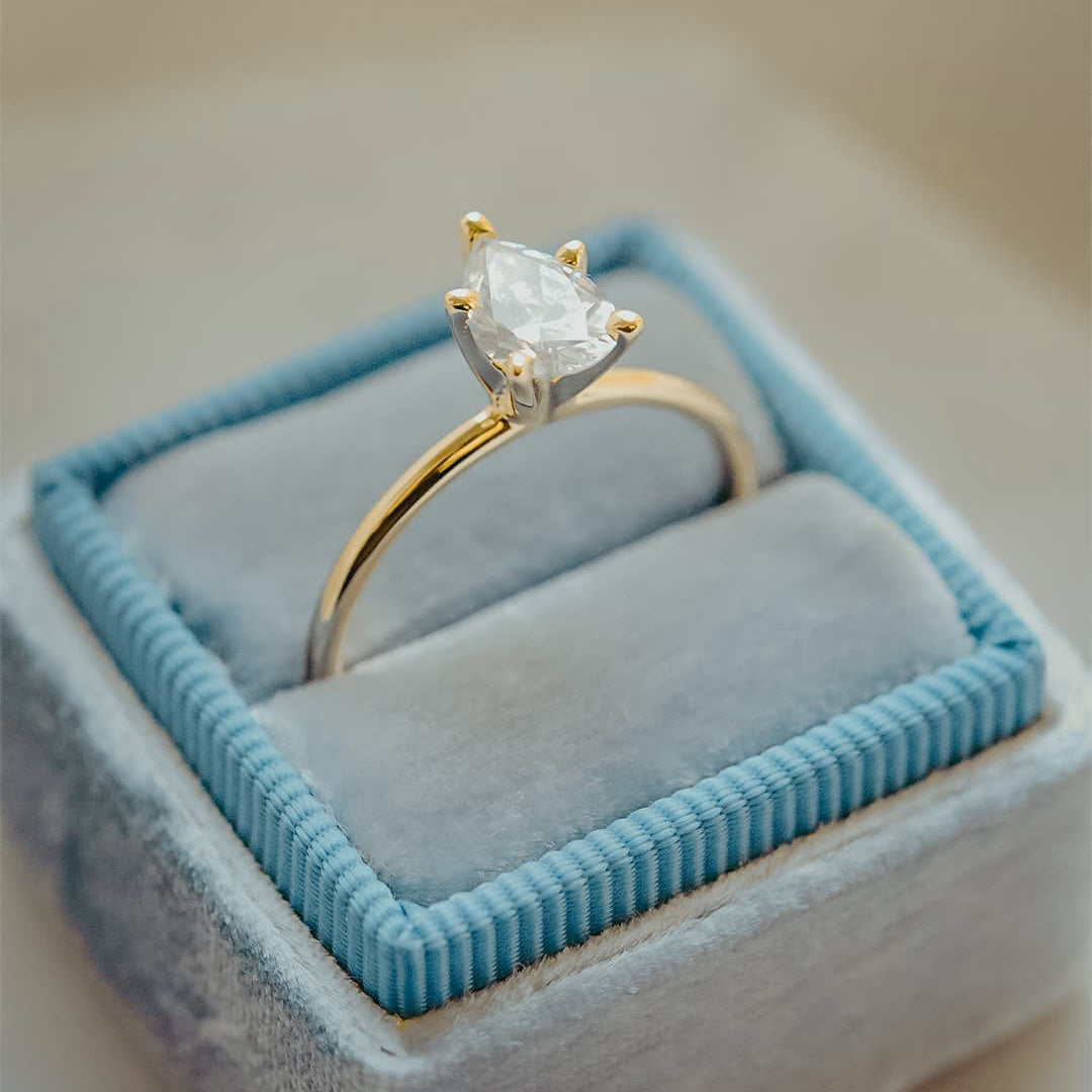0.85 CT Pear Solitaire Moissanite Engagement Ring