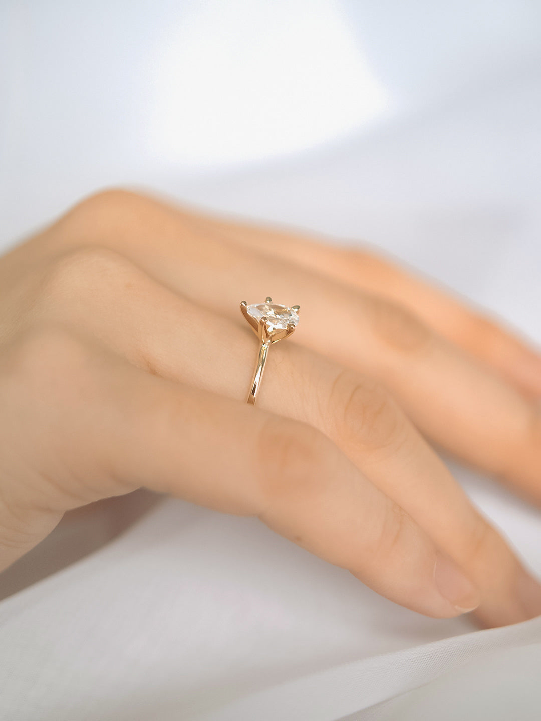 0.85 CT Pear Solitaire Moissanite Engagement Ring