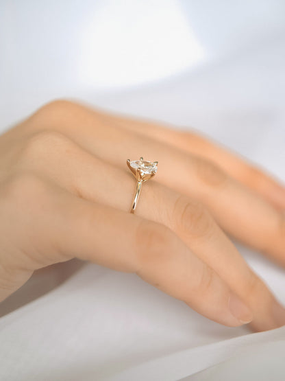 0.85 CT Pear Solitaire Moissanite Engagement Ring