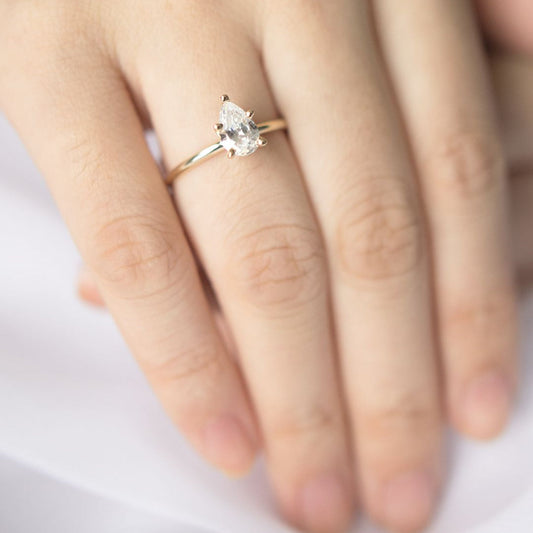 0.85 CT Pear Solitaire Moissanite Engagement Ring