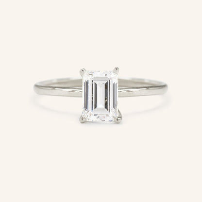 1.90 CT Emerald Solitaire Moissanite Engagement Ring