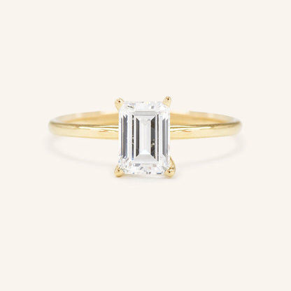 1.90 CT Emerald Solitaire Moissanite Engagement Ring