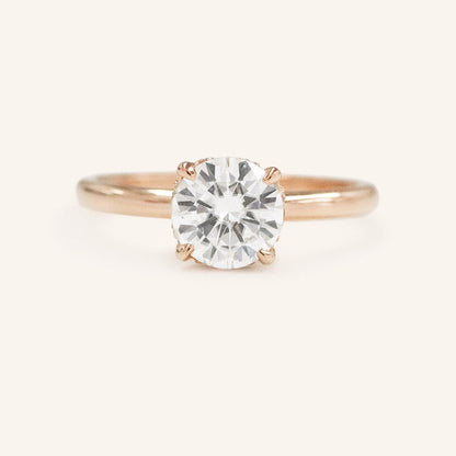 1.60 CT Round Hidden Halo Moissanite Engagement Ring