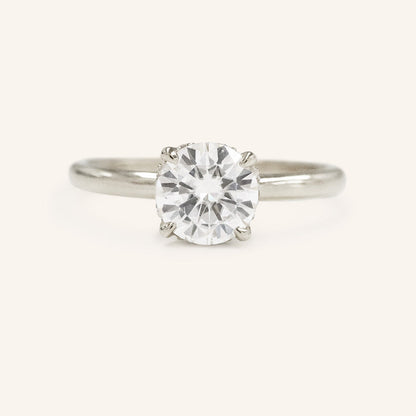 1.60 CT Round Hidden Halo Moissanite Engagement Ring