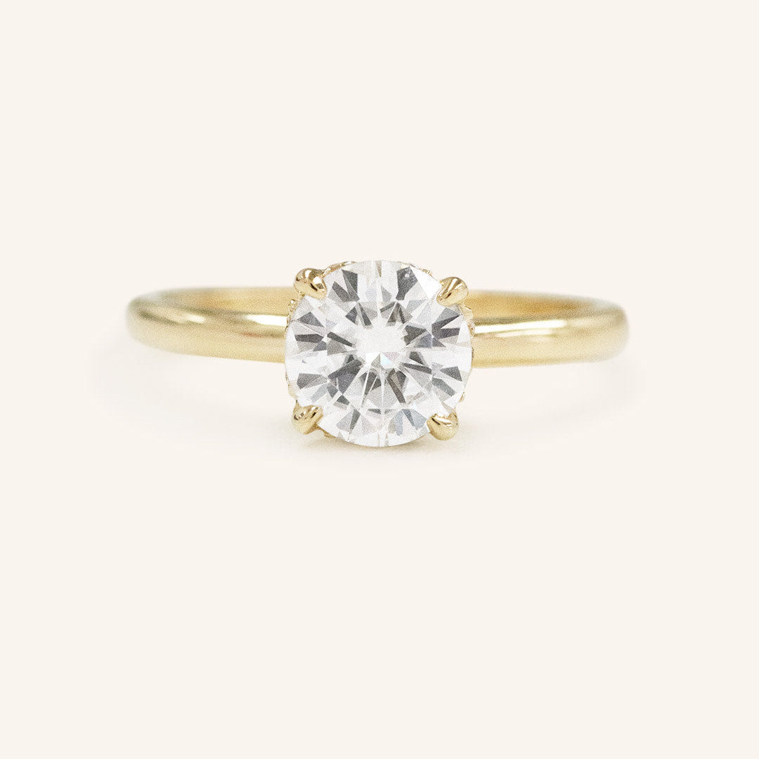 1.60 CT Round Hidden Halo Moissanite Engagement Ring