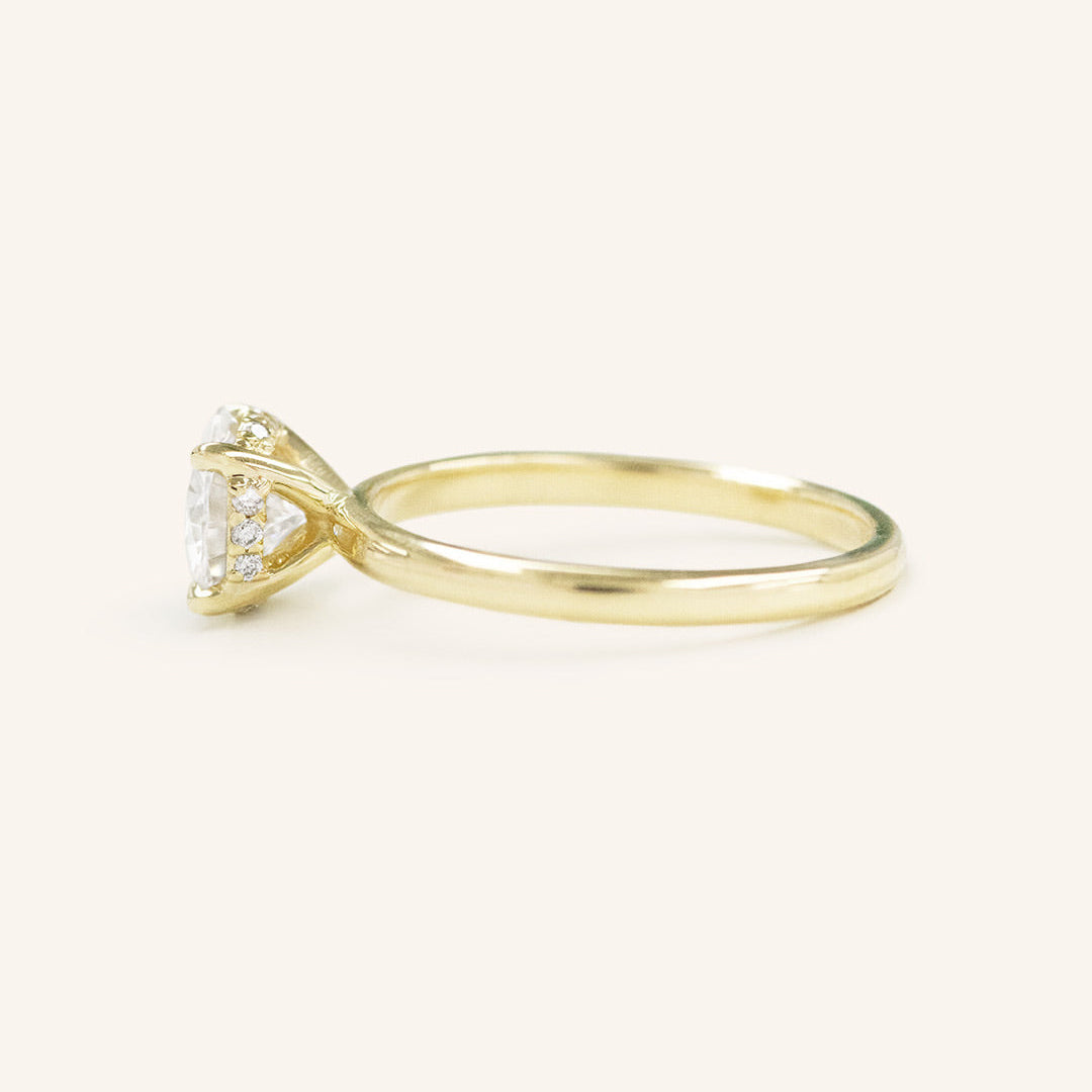 1.60 CT Round Hidden Halo Moissanite Engagement Ring