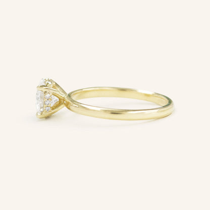 1.60 CT Round Hidden Halo Moissanite Engagement Ring