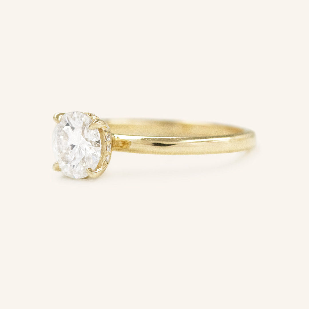 1.60 CT Round Hidden Halo Moissanite Engagement Ring