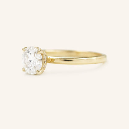 1.60 CT Round Hidden Halo Moissanite Engagement Ring