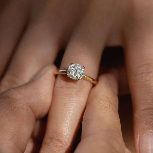 1.60 CT Round Hidden Halo Moissanite Engagement Ring