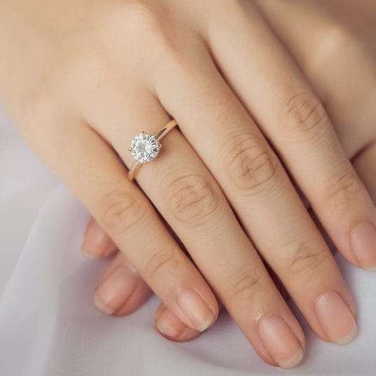 1.60 CT Round Hidden Halo Moissanite Engagement Ring