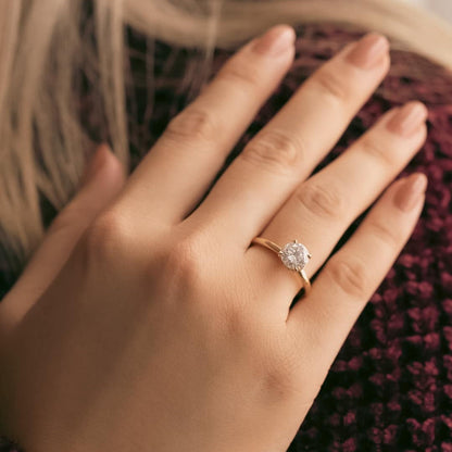 1.60 CT Round Hidden Halo Moissanite Engagement Ring