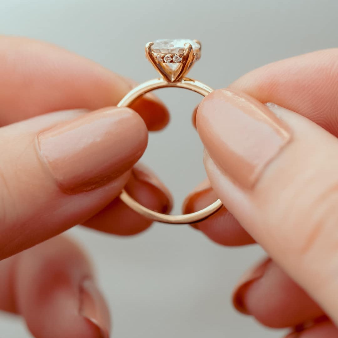 1.60 CT Round Hidden Halo Moissanite Engagement Ring