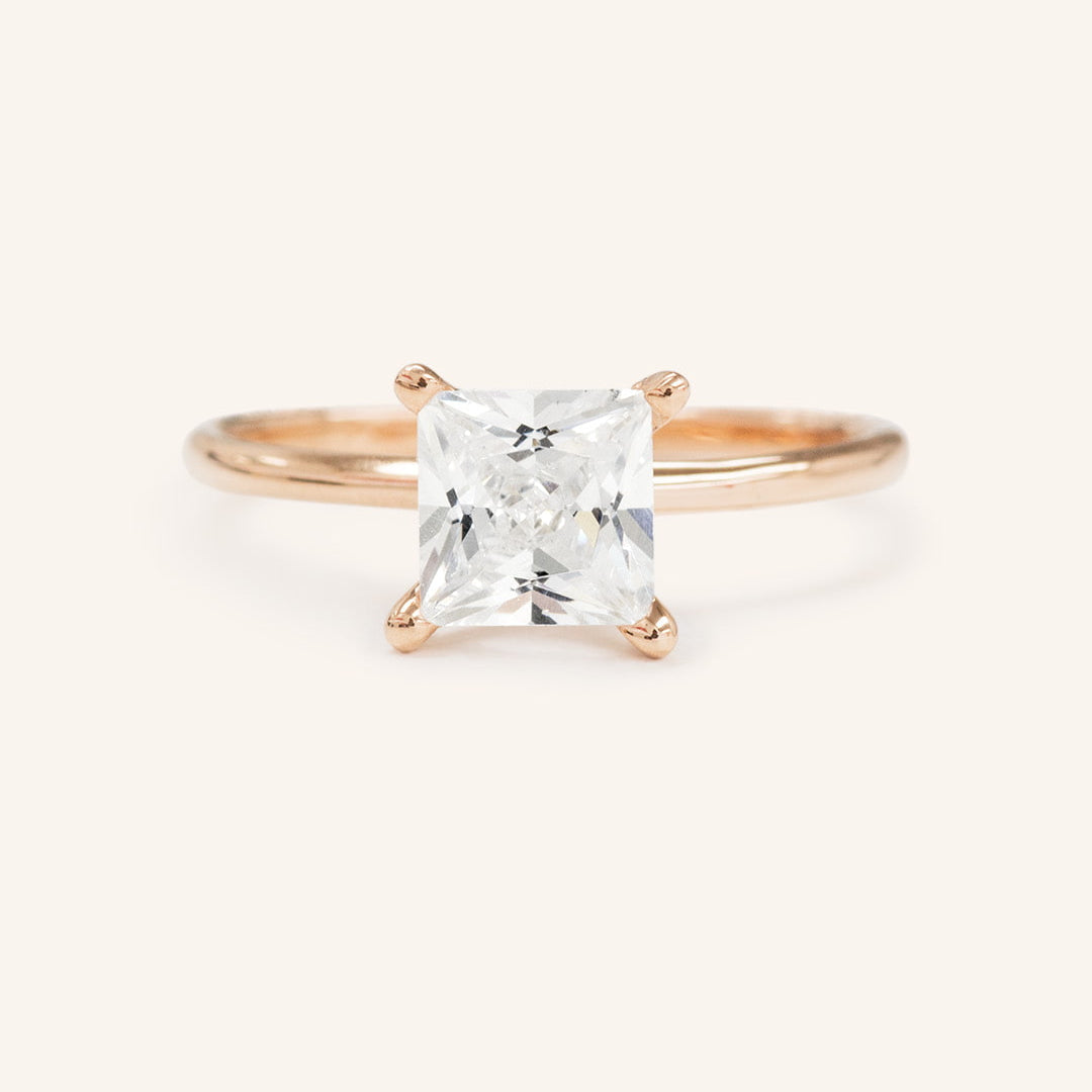 2.08 CT Princess Solitaire Moissanite Engagement Ring