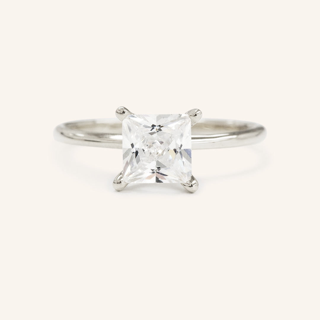 2.08 CT Princess Solitaire Moissanite Engagement Ring