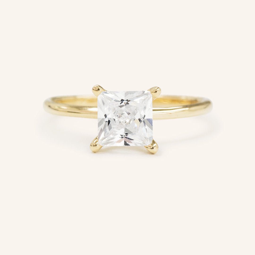 2.08 CT Princess Solitaire Moissanite Engagement Ring