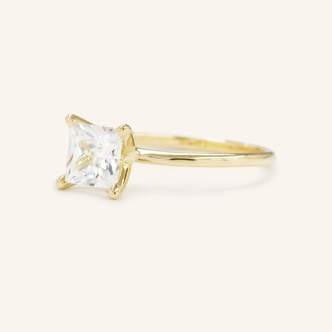 2.08 CT Princess Solitaire Moissanite Engagement Ring