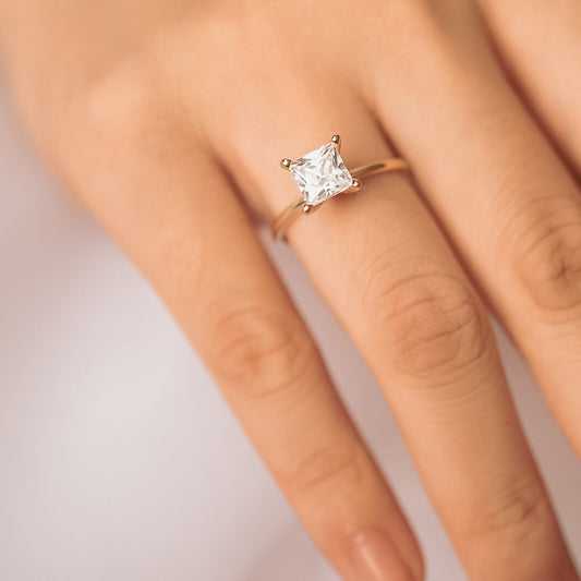 2.08 CT Princess Solitaire Moissanite Engagement Ring