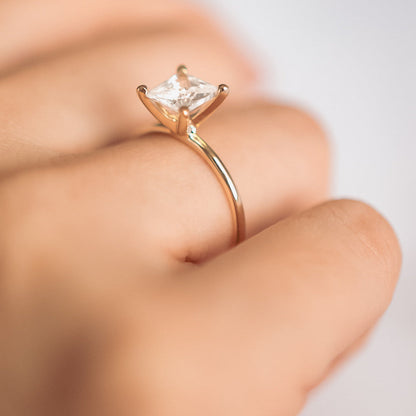 2.08 CT Princess Solitaire Moissanite Engagement Ring