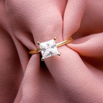 2.08 CT Princess Solitaire Moissanite Engagement Ring