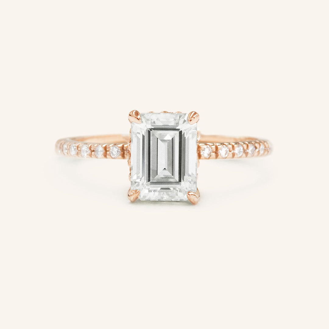 1.60 CT Emerald Hidden Halo Moissanite Engagement Ring
