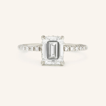 1.60 CT Emerald Hidden Halo Moissanite Engagement Ring