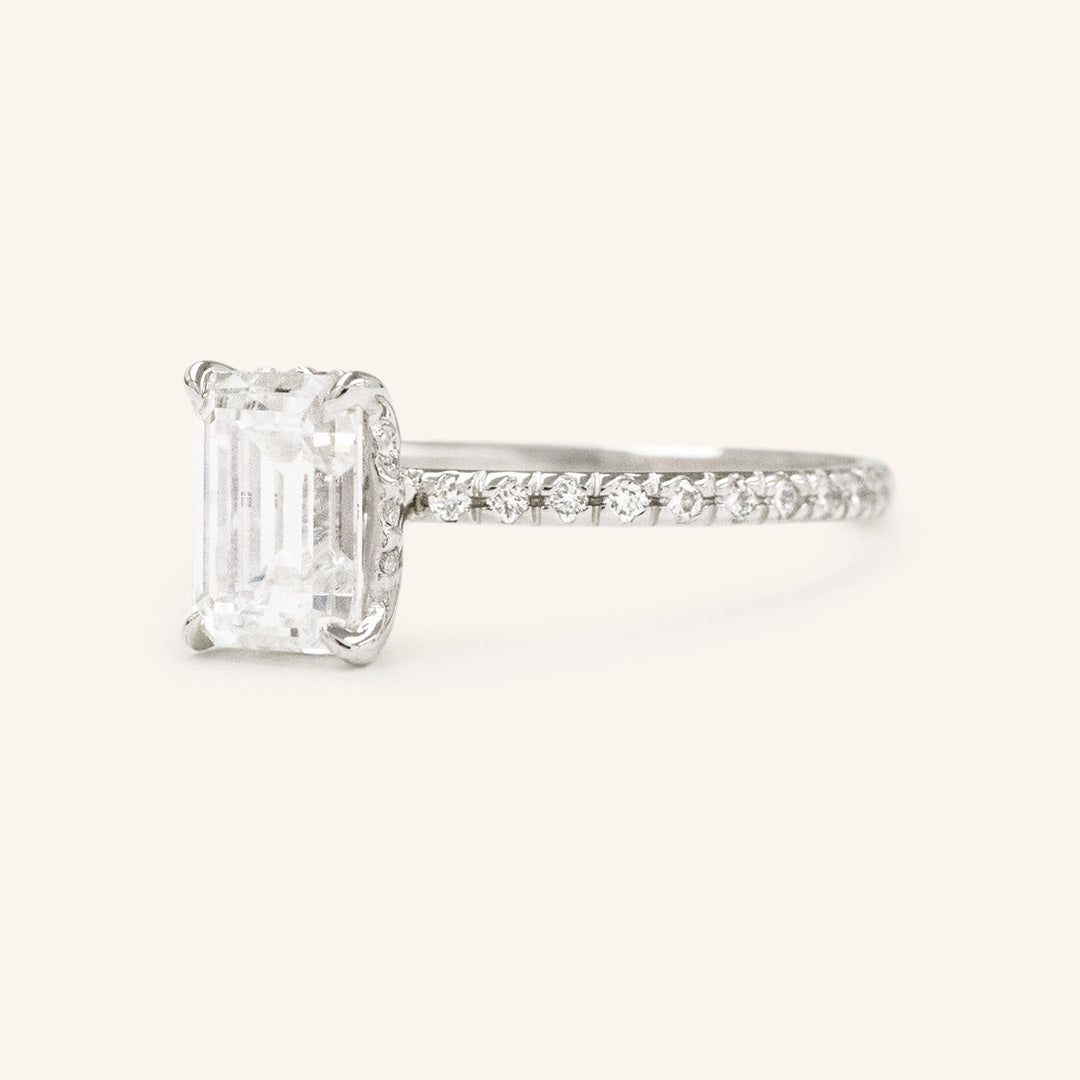 1.60 CT Emerald Hidden Halo Moissanite Engagement Ring