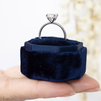 1.60 CT Emerald Hidden Halo Moissanite Engagement Ring