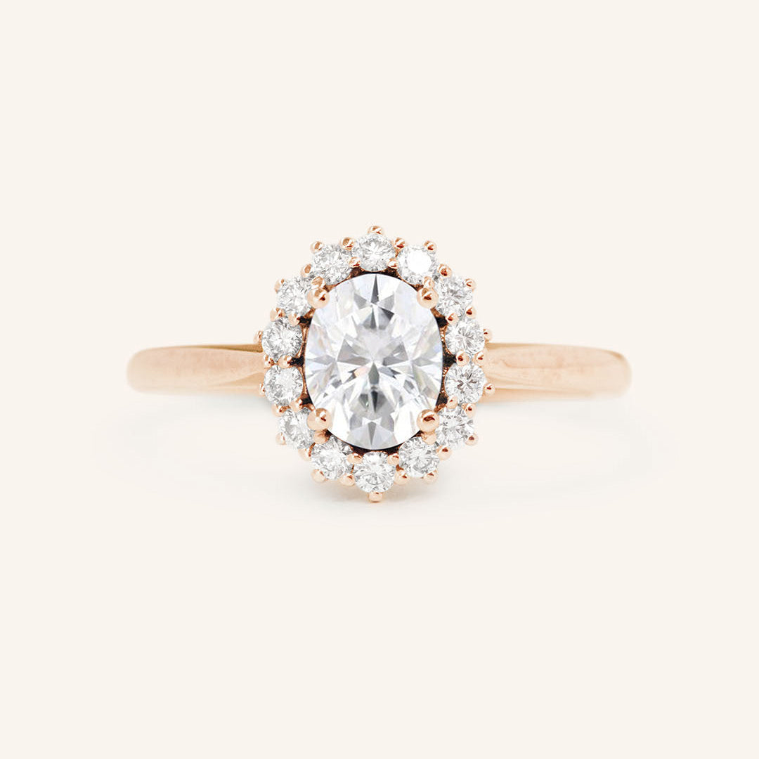 1.33 CT Oval Halo Moissanite Engagement Ring