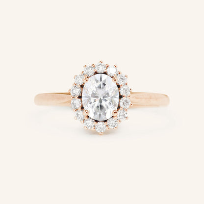 1.33 CT Oval Halo Moissanite Engagement Ring