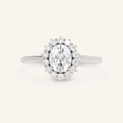 1.33 CT Oval Halo Moissanite Engagement Ring