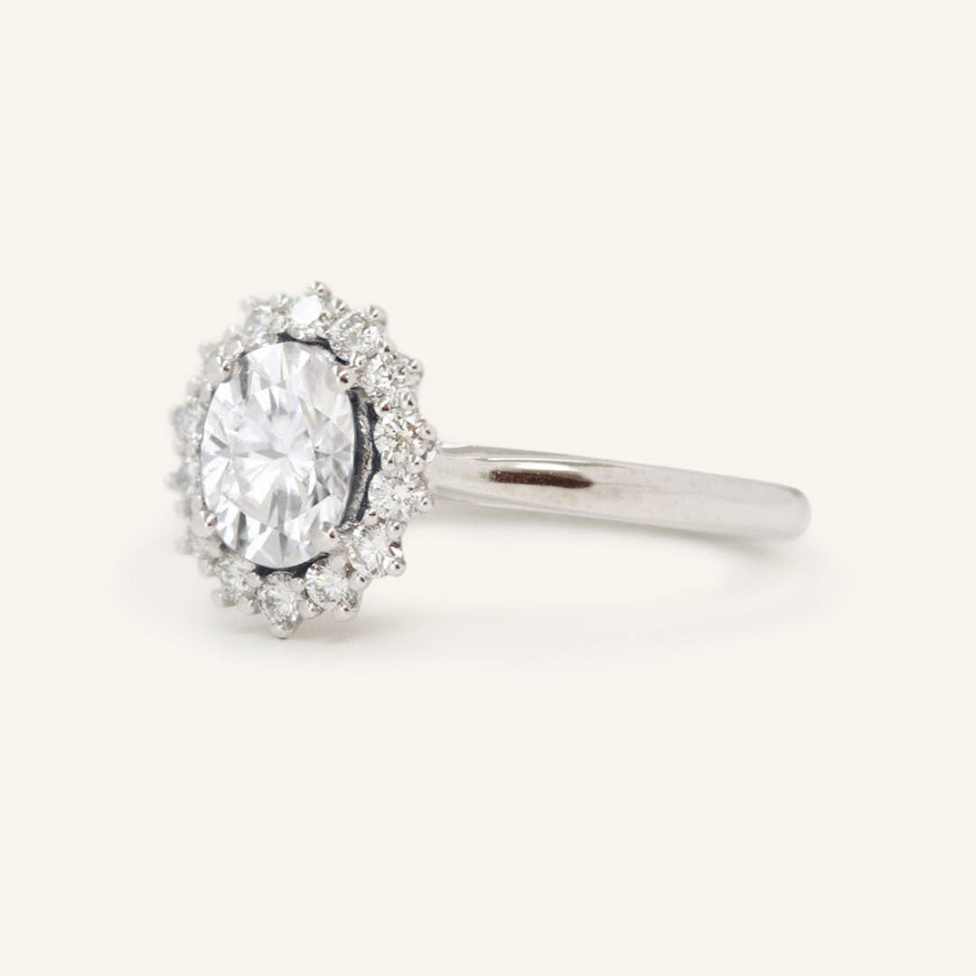 1.33 CT Oval Halo Moissanite Engagement Ring