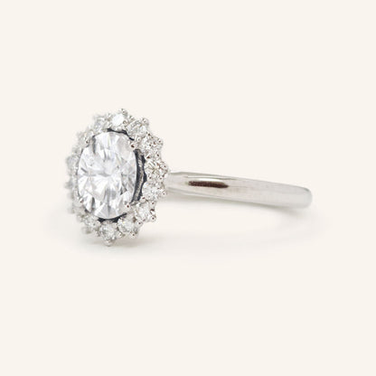 1.33 CT Oval Halo Moissanite Engagement Ring