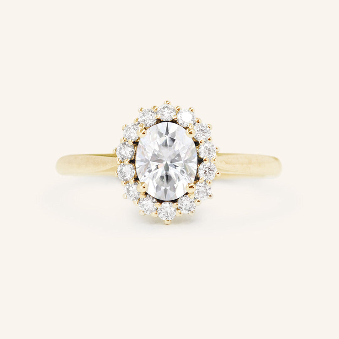 1.33 CT Oval Halo Moissanite Engagement Ring