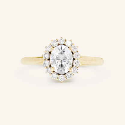 1.33 CT Oval Halo Moissanite Engagement Ring