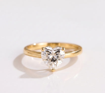 2 CT Heart Solitaire Lab Grown Diamond Engagement Ring