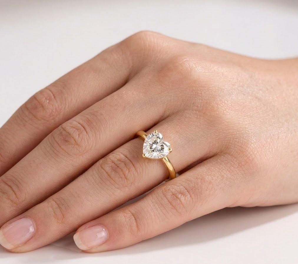 2 CT Heart Solitaire Lab Grown Diamond Engagement Ring