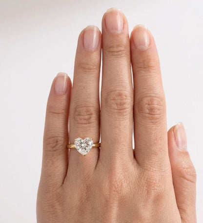 2 CT Heart Solitaire Lab Grown Diamond Engagement Ring