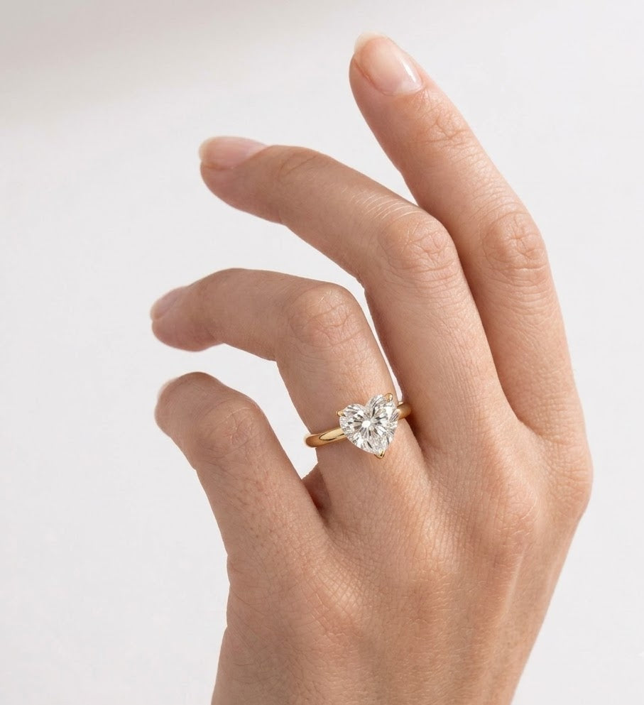 2 CT Heart Solitaire Lab Grown Diamond Engagement Ring