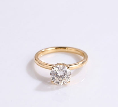1 CT Round Hidden Halo Lab Grown Diamond Engagement Ring