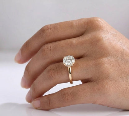 1 CT Round Hidden Halo Lab Grown Diamond Engagement Ring