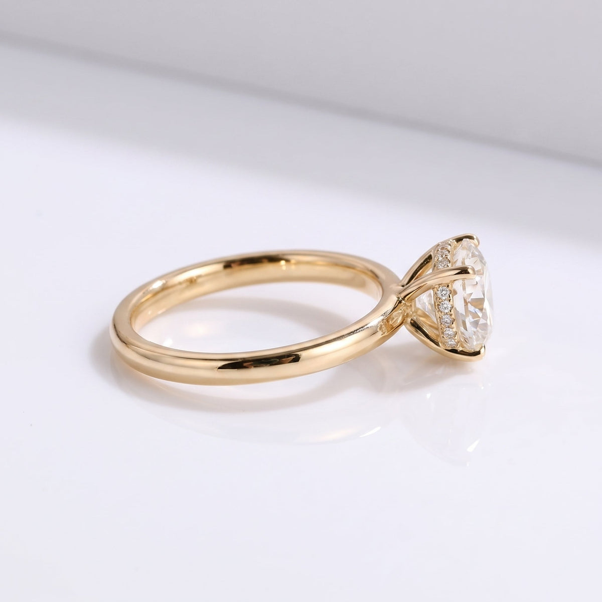 1 CT Round Hidden Halo Lab Grown Diamond Engagement Ring