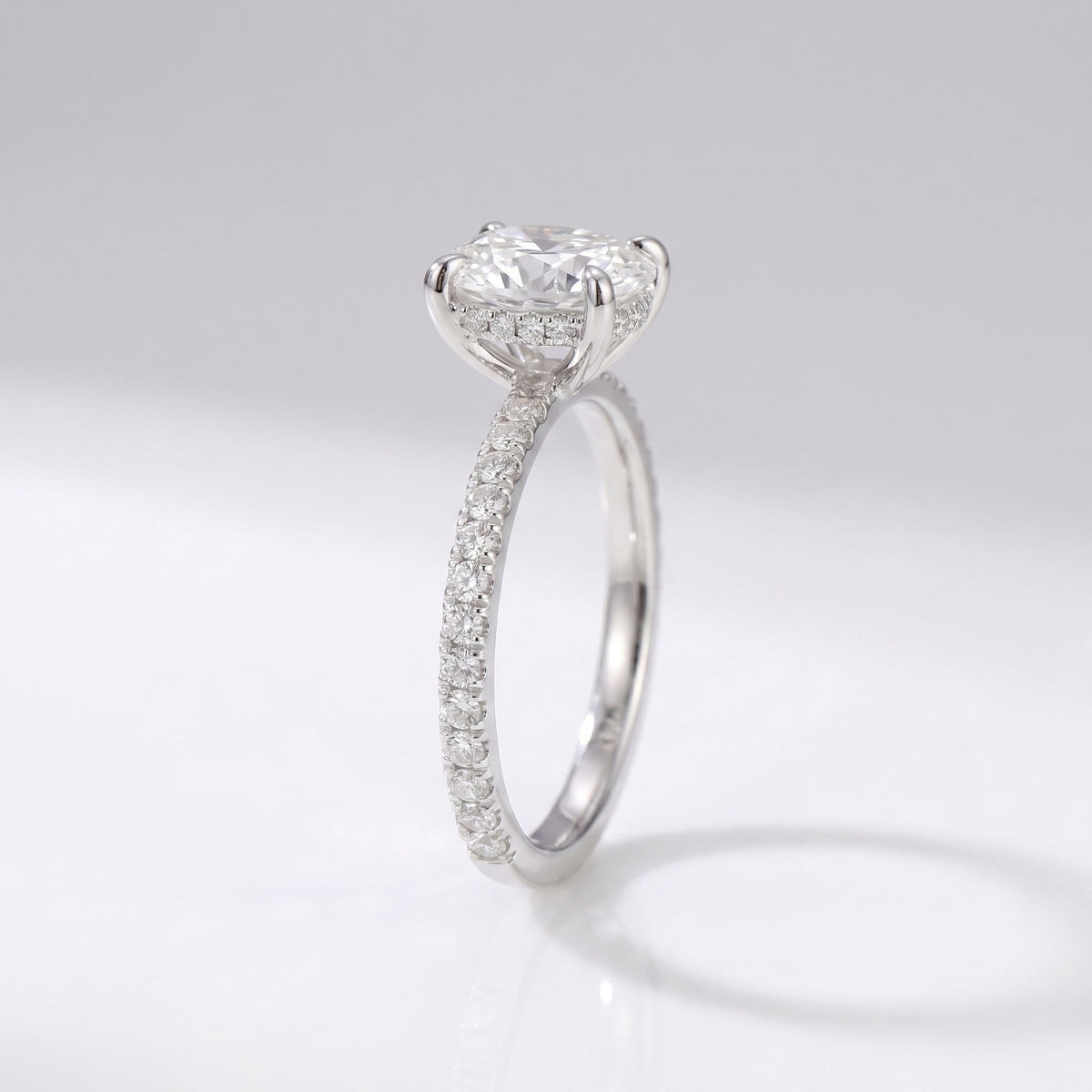 1 CT Cushion Hidden Halo & Pave Lab Grown Engagement Ring
