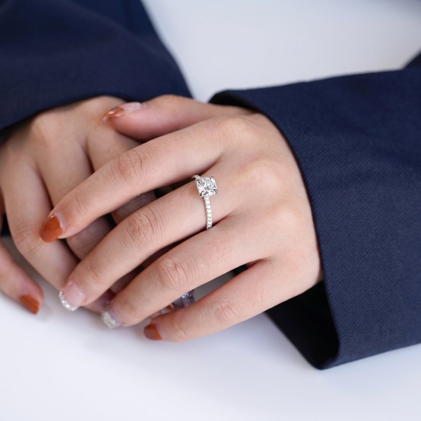 2 CT Marquise Pave Lab Grown Engagement Ring